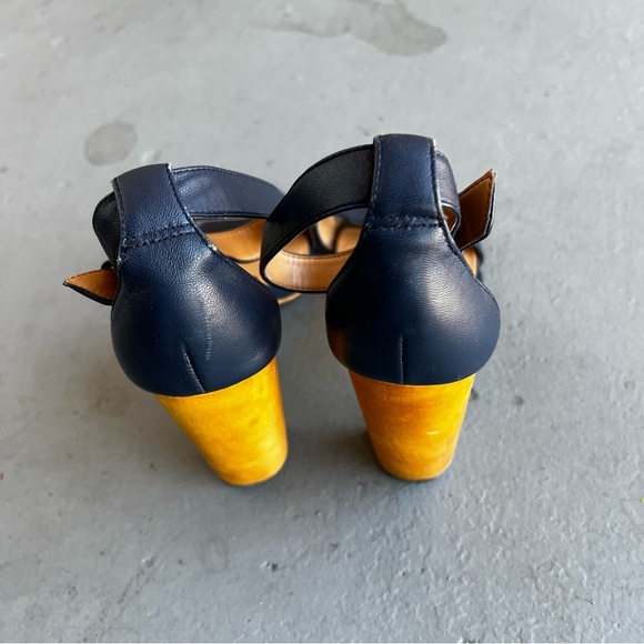 J Crew Factory Blue Leather Strappy Heels - Size 6 - Picture 4 of 7